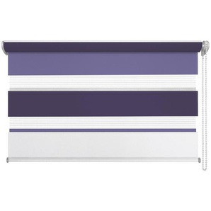 Doppelrollo, Weiß, Beere, Violett, Textil, Streifen, 120x160 cm, Länge universell einstellbar, Wohntextilien, Gardinen & Vorhänge, Rollos & Jalousien