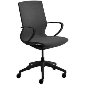 Drehstuhl , Anthrazit, Schwarz , Textil , Uni , Drehkreuz , 65x96-106x64 cm , Sitzfläche 360° drehbar, inklusive Armlehnen , Arbeitszimmer, Bürostühle, Drehstühle