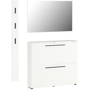 Garderobe , Weiß , Glas , 3-teilig , 130x200x19 cm , Garderobe, Garderoben-Sets