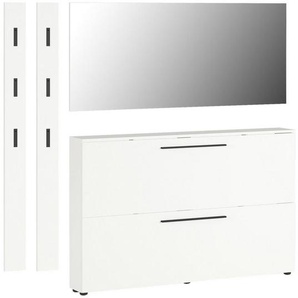 Garderobe, Weiß, Glas, 4-teilig, 185x200x19 cm, Garderobe, Garderoben-Sets