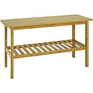 Garderobenbank, Natur, Holz, Bambus, 2-Sitzer, 80x47x32 cm, Garderobe, Garderobenbänke