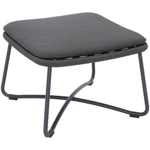 Gartenhocker , Anthrazit, Grau , Metall, Textil , 50x38x50 cm , Gartenmöbel, Gartenstühle, Gartenhocker