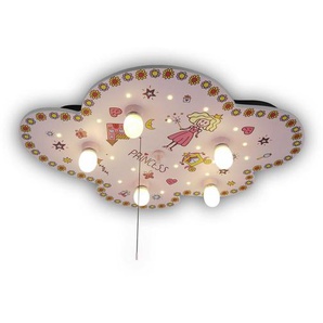 Kinderdeckenleuchte Prinzessin , Mehrfarbig, Rosa , Holz , 74x7x57 cm , Made in Germany , Sternenhimmel, Zugschalter , Lampen & Leuchten, Innenbeleuchtung, Kinderzimmerlampen