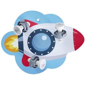 Kinderdeckenleuchte Rakete , Grau, Rot , Holz , 30x20 cm , Lampen & Leuchten, Innenbeleuchtung, Kinderzimmerlampen