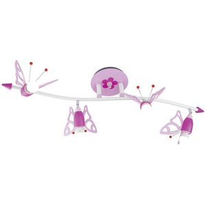 Kinderdeckenleuchte Welle, Rosa, Weiß, Pink, Holz, Kunststoff, rund,rund, 25x25 cm, drehbar, verstellbare Spotlights, Lampen & Leuchten, Innenbeleuchtung, Kinderzimmerlampen