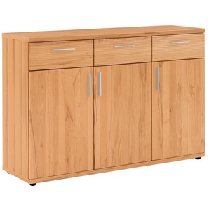 Xxxl Kommode, Buche, Metall, Kernbuche, furniert,furniert, massiv,massiv, 2 Fächer, 3 Schubladen, 125x87x39 cm, Goldenes M, Made in Germany,