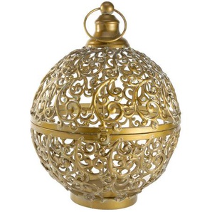 Laterne , Gold , Metall , orientalisch , rund , 28 cm , Dekoration, Windlichter & Kerzenhalter, Laternen