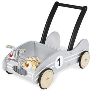 Lauflernwagen Pinolino Kimi , Schwarz, Silber , Holz , Birke , massiv , 34x47 cm , Bremswirkung stufenlos einstellbar , Spielzeug, Babyspielzeug, Lauflernhilfen