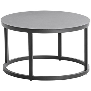 Loungetisch, Anthrazit, Metall, rund, Flachrohr, rund, 60x36 cm, wetterbeständig, Loungemöbel, Loungetische