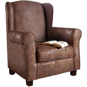 Ohrensessel, Braun, Textil, 82x101x85 cm, Wohnzimmer, Sessel, Ohrensessel