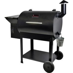 Pellet, Schwarz, Metall, Kunststoff, 55x130 cm, Thermometer, fahrbar, mit Ablage, Grills, Holzkohlegrills