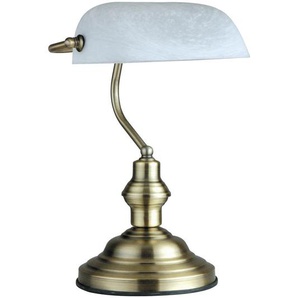 Schreibtischleuchte , Weiß , Glas , länglich , 25x36 cm , Lampen & Leuchten, Innenbeleuchtung, Tischlampen, Schreibtischlampen