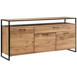 Sideboard , Metall , Wildeiche , massiv, Hartholz , 3 Fächer , 1 Schubladen , 170x92x44 cm , Typenauswahl, Beimöbel erhältlich , Holzmöbel, Kleinmöbel Holz, Holzkommoden, Sideboards Holz