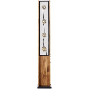 Stehleuchte Calandra , Braun, Schwarz , Holz, Metall , 20x125.5x20 cm , Fußschalter , Lampen & Leuchten, Innenbeleuchtung, Stehlampen, Stehlampen