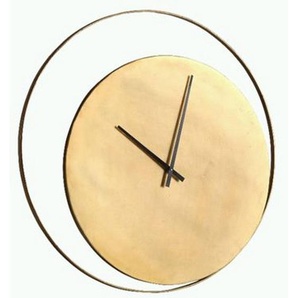 Wanduhr , Gold , Metall , 80x80x3 cm , Dekoration, Uhren, Wanduhren