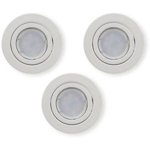 V-TAC LED-Einbauleuchten Set VT 3333 (8881), GU10, EEK:F, 5W, 400lm, 3000K, weiß, 3 Stück