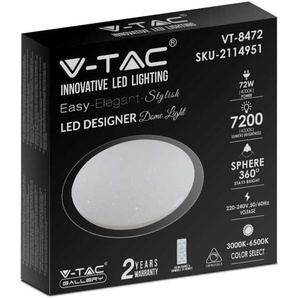 V-Tac Vt-8472 72 W Weiße Led-Deckenleuchte Mit Sternenhimmeleffekt - Farbwechsler 3in1 Dimmbar Mit Fernbedienung, Weißer Körper - Artikelnummer 2114951