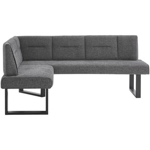 Valdera Eckbank, Graphit, Metall, Textil, 3-Sitzer, L-Form, 182x142 cm, seitenverkehrt erhältlich, mit Rückenlehne, in verschiedenen Größen erhältlich, Esszimmer, Bänke, Eckbänke