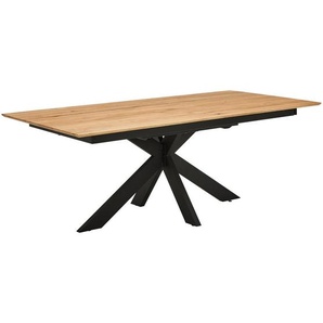 Valdera Esstisch, Wildeiche, Holz, Wildeiche, massiv, rechteckig, X-Form, 100x75x200-285 cm, ausziehbar, Esszimmer, Tische, Esstische, Esstische ausziehbar