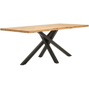 Valdera Esstisch, Wildeiche, Holz, Wildeiche, massiv, rechteckig, Sternfuß, 100x76x200 cm, FSC 100%, in verschiedenen Größen erhältlich, Variantenauswahl, Esszimmer, Tische, Esstische, Baumkantentische