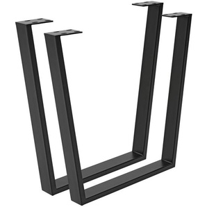 Valdera Tischgestell, Schwarz, Metall, 2-teilig, Flachrohr, 7.5x72x78 cm, Esszimmer, Tische, Esstische, Tischsysteme, Tischgestell