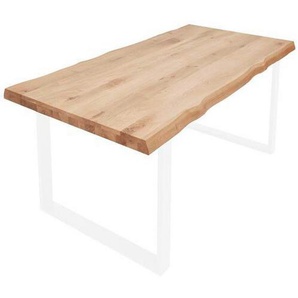 Valdera Tischplatte, Eiche, Holz, Wildeiche, massiv, rechteckig, 100x6x220 cm, Esszimmer, Tische, Esstische, Tischsysteme, Tischplatte