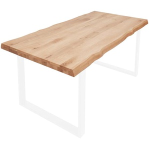 Valdera Tischplatte, Eiche, Holz, Wildeiche, massiv, rechteckig, 90x6x160 cm, Esszimmer, Tische, Esstische, Tischsysteme, Tischplatte