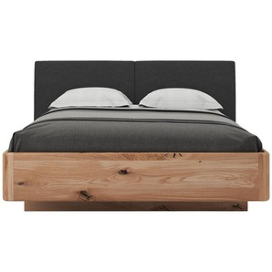 Valnatura Bett Silene, Anthrazit, Eiche, Holz, Textil, Buche, Eiche, massiv, 200x210 cm, Schlafzimmer, Betten, Doppelbetten