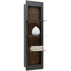 Valnatura Hängeelement Lavia , Anthrazit, Eiche , Metall , Kerneiche , vollmassiv , 3 Fächer , 38.5x134.5x29 cm , erweiterbar, Typenauswahl, Beimöbel erhältlich , Wohnzimmer, Wohnwände, Hängeelemente