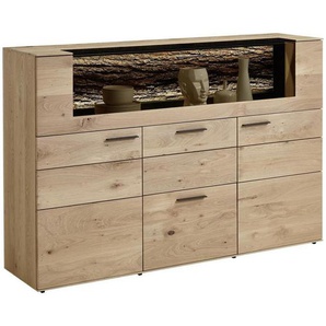 Valnatura Highboard Lavia , Eiche , Metall , Kerneiche , vollmassiv , 2 Fächer , 2 Schubladen , 173x116x44 cm , erweiterbar, Typenauswahl, Beimöbel erhältlich , Wohnzimmer, Kommoden & Sideboards, Highboards