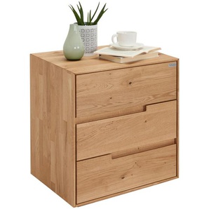 Valnatura Nachtschrank, Eiche, Holz, Wildeiche, massiv, 3 Schubladen, 50x58x40 cm, Soft-Close-System, Holzmöbel, Holztische, Nachttische Holz