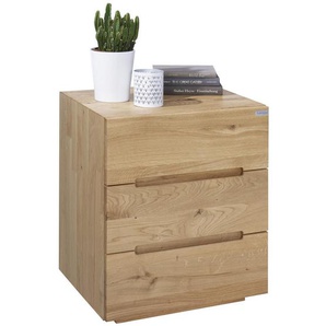 Valnatura Nachtschrank, Eiche, Holz, Wildeiche, massiv, 3 Schubladen, 50x60x40 cm, Typenauswahl, Soft-Close-System, Holzmöbel, Holztische, Nachttische Holz