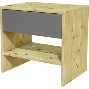 Valnatura Nachtschrank, Grau, Buche, Holz, Textil, Wildkernbuche, massiv, 1 Schubladen, 62.5x60x47 cm, Holzmöbel, Holztische, Nachttische Holz