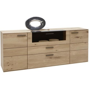 Valnatura Sideboard Lavia , Eiche , Metall , Kerneiche , vollmassiv , 2 Fächer , 2 Schubladen , 192x77x44 cm , erweiterbar, Typenauswahl, Beimöbel erhältlich , Wohnzimmer, Kommoden & Sideboards, Sideboards