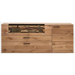 Valnatura Sideboard Lavia , Eiche , Metall , Kerneiche , vollmassiv , 1 Fächer , 2 Schubladen , 192x77x44 cm , erweiterbar, Typenauswahl, Beimöbel erhältlich , Wohnzimmer, Kommoden & Sideboards, Sideboards