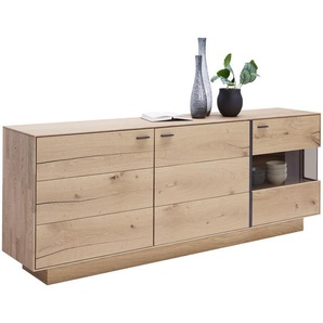 Valnatura Sideboard , Eiche , Metall , Wildeiche, Balkeneiche , massiv , 4 Fächer , 201.9x79.9x41.1 cm , EN 71 , Beimöbel erhältlich, in verschiedenen Größen erhältlich , Holzmöbel, Kleinmöbel Holz, Holzkommoden, Sideboards Holz