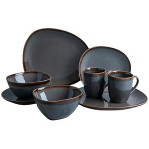 Van Well Kombiservice Sines, Grau, Keramik, 8-teilig, 400 ml, lebensmittelecht, Essen & Trinken, Geschirr, Geschirr-Sets, Kombiservice