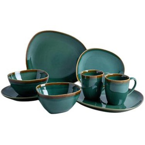 Van Well Kombiservice Sintra, Grün, Keramik, 8-teilig, 400 ml, lebensmittelecht, Essen & Trinken, Geschirr, Geschirr-Sets, Kombiservice