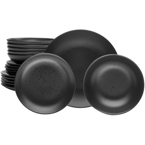 Van Well Tafelservice Luna, Schwarz, Keramik, 18-teilig, lebensmittelecht, Essen & Trinken, Geschirr, Geschirr-Sets, Tafelservice