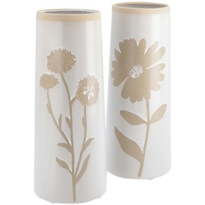 Vase Blumen, sortiert - creme - Steingut - 25,3 cm - [10.4] | Möbel Kraft