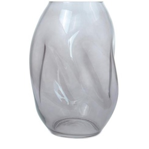 Vase, Grau, Glas, zylindrisch, 15x25x15 cm, mundgeblasen, handgemacht, Dekoration, Vasen, Glasvasen