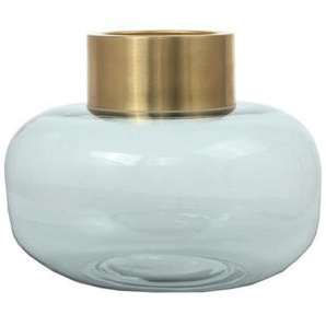 Vase, Grau, Gold, Glas, bauchig, 23.5x19x23.5 cm, mundgeblasen, handgemacht, Dekoration, Vasen, Glasvasen