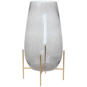 Vase , Grau, Gold , Metall, Glas , bauchig , 25x48.5x25 cm , mundgeblasen, handgemacht , Dekoration, Vasen, Glasvasen