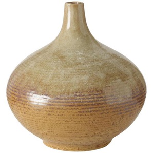 Vase, Hellbraun, Keramik, rund, 21 cm, zum Stellen, auch für frische Blumen geeignet, Dekoration, Vasen, Keramikvasen