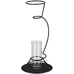 Vase im Metallständer - schwarz - Metall,Glas - 25,6 cm - 11.7 | Möbel Kraft
