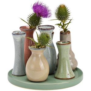 Vase, Mehrfarbig, Keramik, 14.0x10.0x14.0 cm, Dekoration, Vasen, Keramikvasen