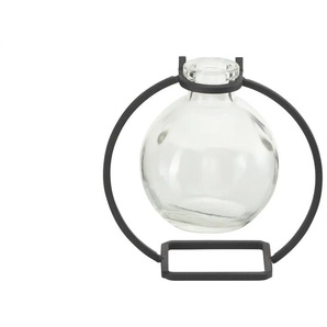 Vase mit Metallständer - transparent/klar - Glas , Metall - 11,8 cm - 11,6 cm - 7,6 cm | Möbel Kraft