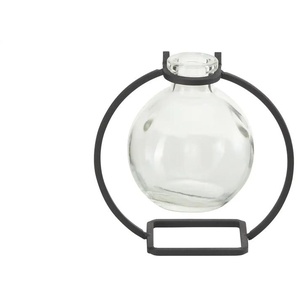 Vase mit Metallständer   ¦ transparent/klar ¦ Glas,Metall ¦ Maße (cm): B: 11,8 H: 11,6 T: 7.6