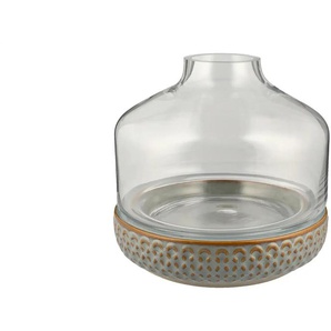 Vase mit Steinboden | grau | Glas,Steingut | 22 cm | 22.5 |