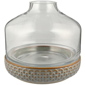 Vase mit Steinboden - grau - Glas , Steingut, Steingut, Glas - 22 cm - [22.5] | Möbel Kraft